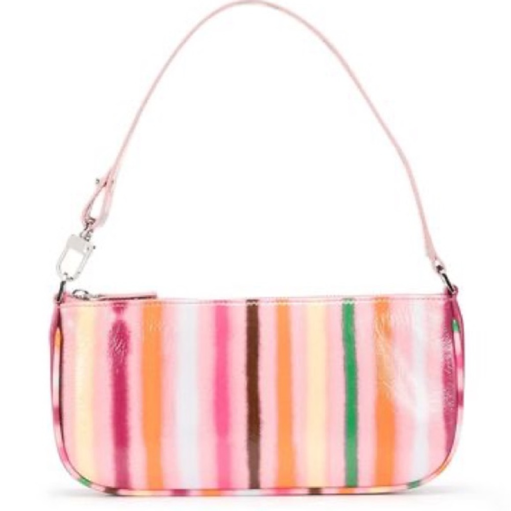 BY FAR Pink Spray Printed Leather Rachel Bag